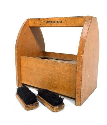 Antique Wooden Shoe Shine Box / Storage Rack / Unit by Kiwi & Brushes - 224566972599